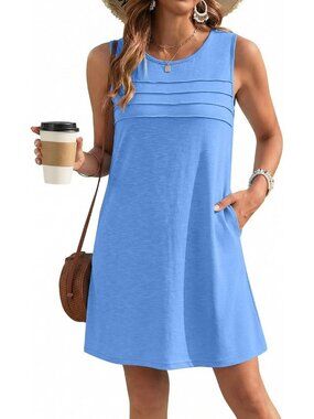 Womens Sky Blue Polyester Cover Up Swimsuit Bathing Suit Coverup Pleated Front